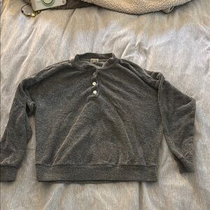 grey terry cloth DONNI henley sweatshirt. xs